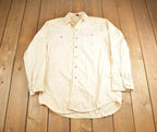 Vintage 1980s Carhartt Rugged Outdoor Wear White Blank Button Up Shirt Made In USA