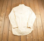 Vintage 1980s Carhartt Rugged Outdoor Wear White Blank Button Up Shirt Made In USA