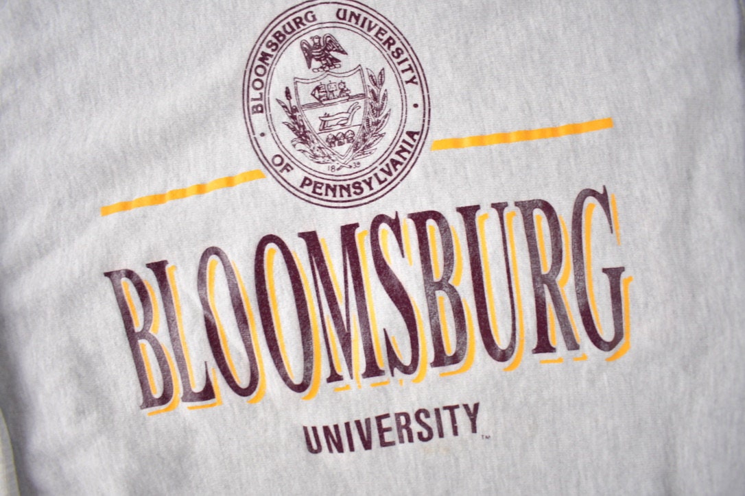 Vintage 1990s Bloomsburg university Of Pennsylvania Champion Reverse Weave Heavy Weight Crewneck Sweatshirt Made In USA