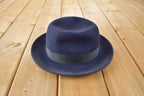 Vintage 1950s Stetson Saxon Blue Fedora With Feather