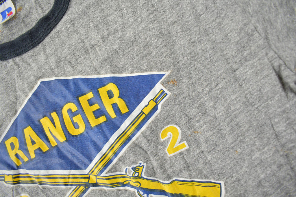 Vintage 1980s Russell Athletics Hultquist Ranger Graphic Ringer T-Shirt Made In USA
