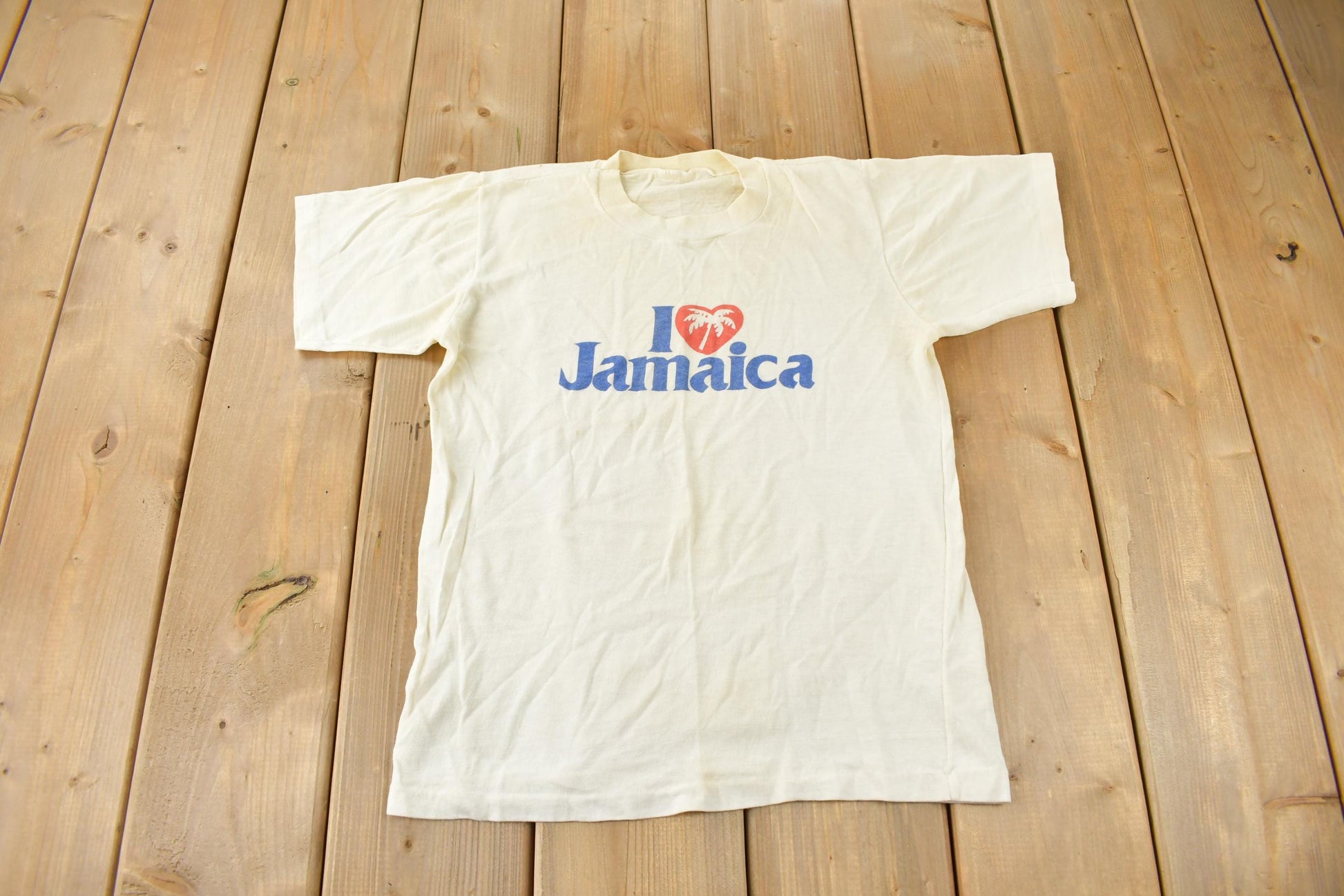 Vintage 1980s I Love Jamaica Single Stitch Souvenir Travel T-Shirt