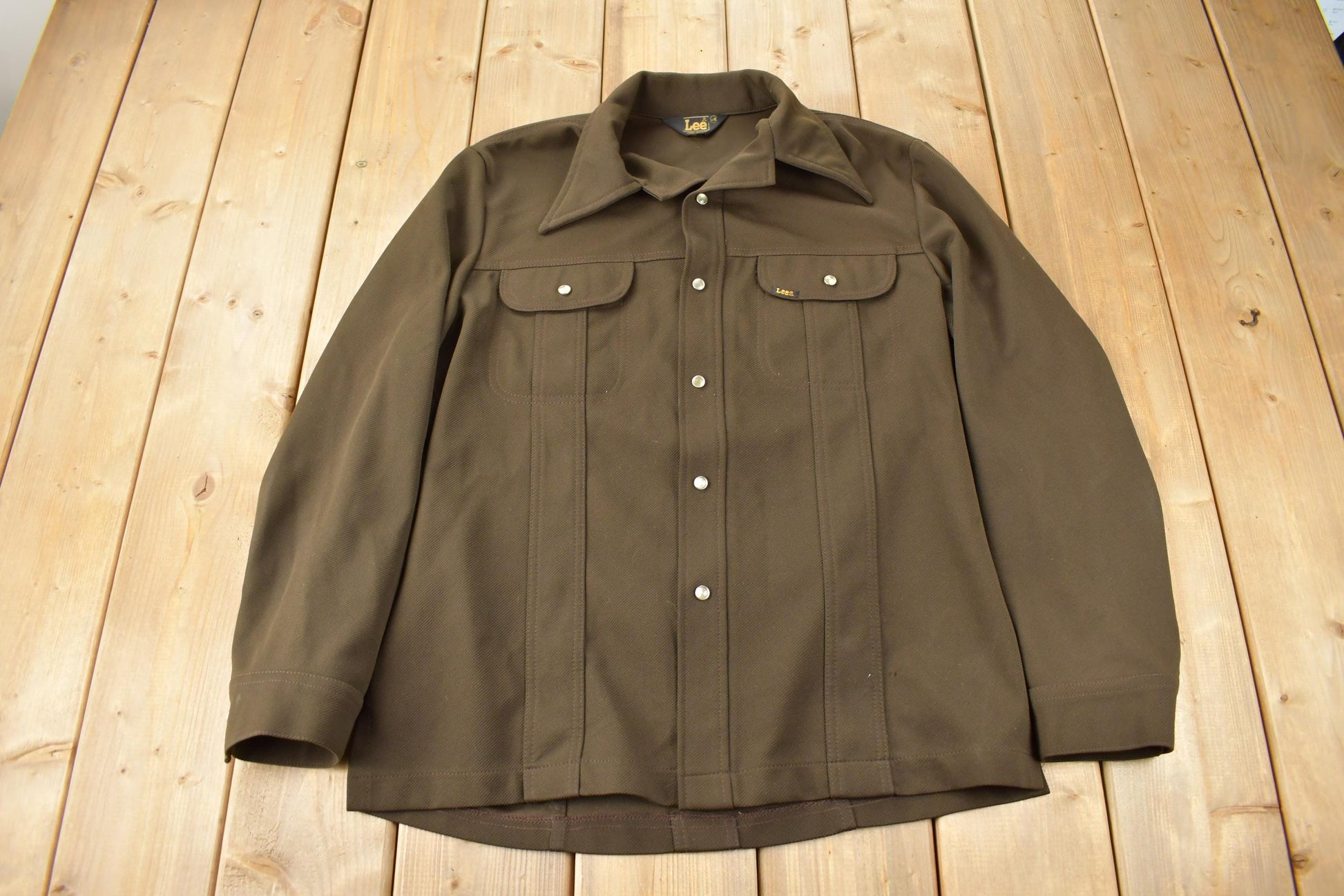 Vintage 1970s Lee Western Style Pearl Snap Button Up Shirt Made in USA Size L