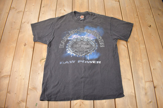 Vintage 1990s Harley Davidson Motorcycles Raw Power Santa Barbara Graphic T-Shirt Made In USA