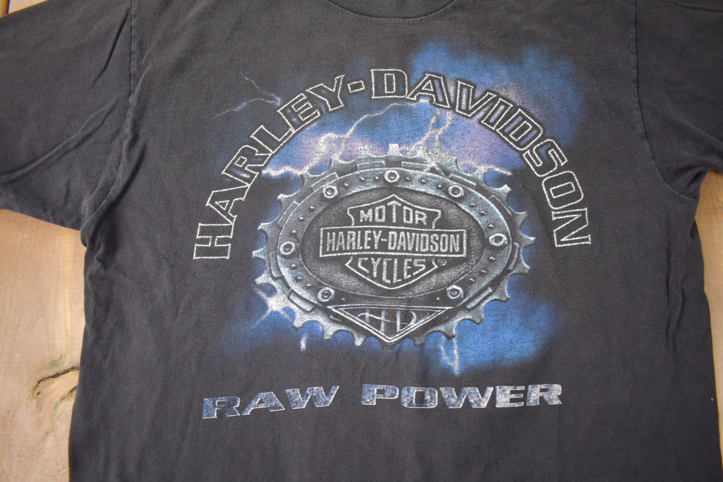 Vintage 1990s Harley Davidson Motorcycles Raw Power Santa Barbara Graphic T-Shirt Made In USA