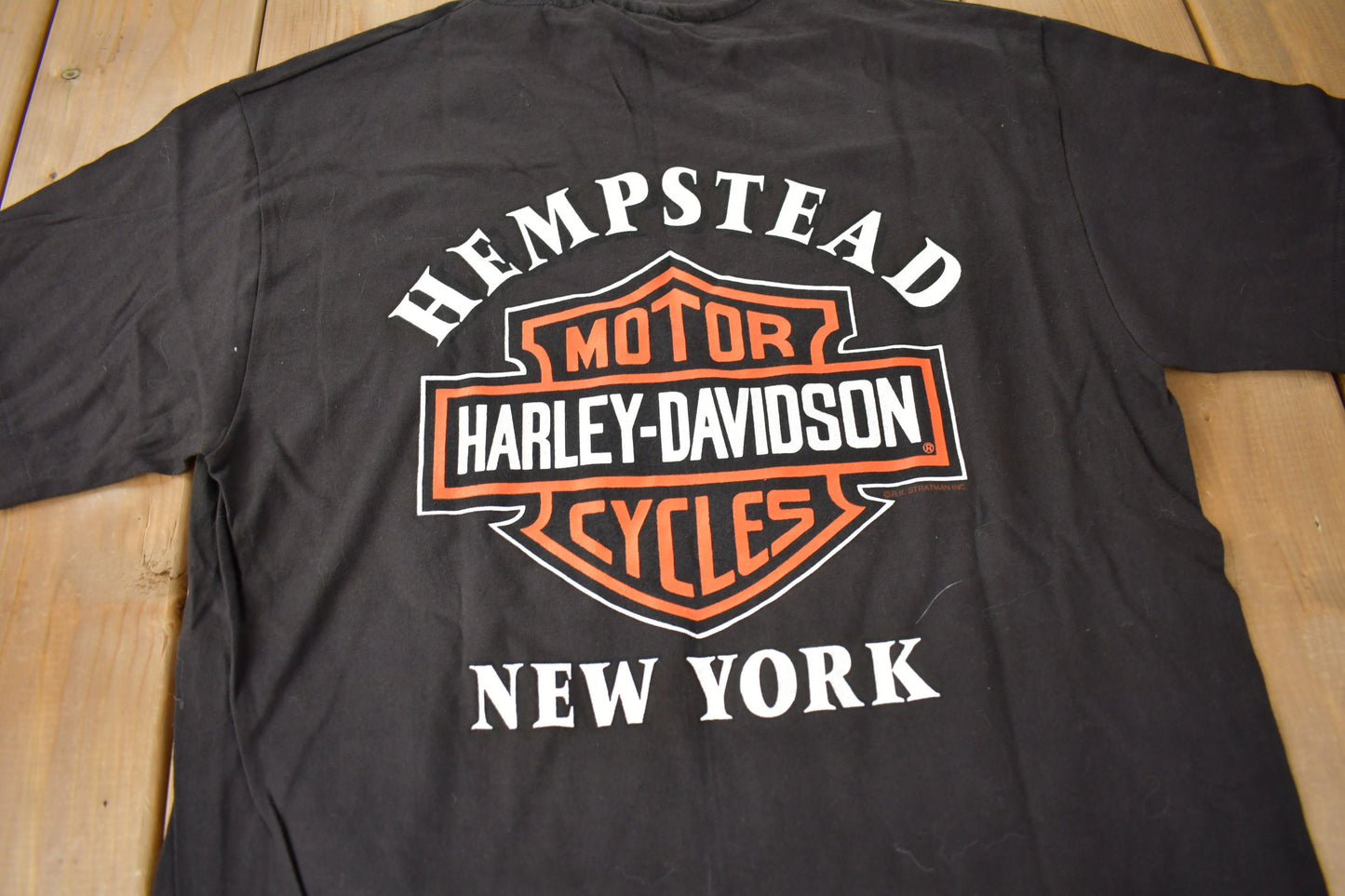 Vintage 1990s Harley Davidson Motorcycles Hempstead New York Single Stitch Graphic T-Shirt Made In USA