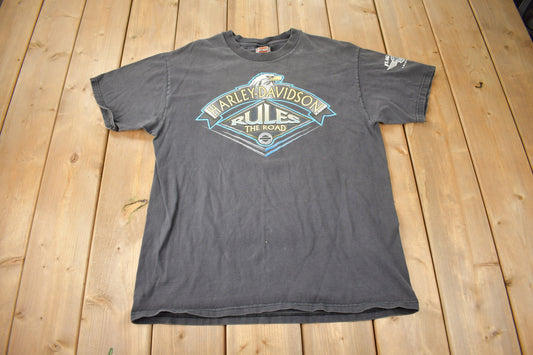 Vintage 1990s Harley Davidson Motorcycles Flagstaff Arizona Single Stitch Graphic T-Shirt Made In USA