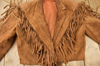 Vintage 1970s Brown Suede Fringe Leather Jacket