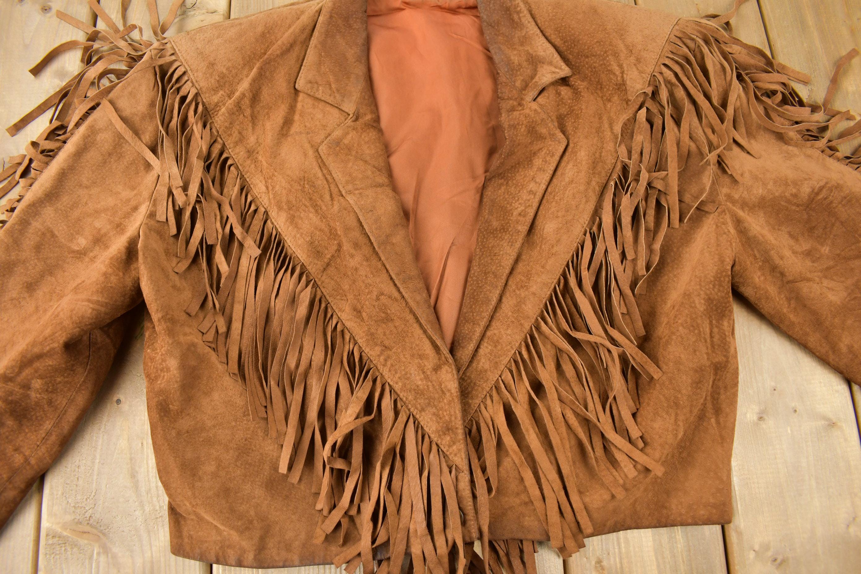 Vintage 1970s Brown Suede Fringe Leather Jacket