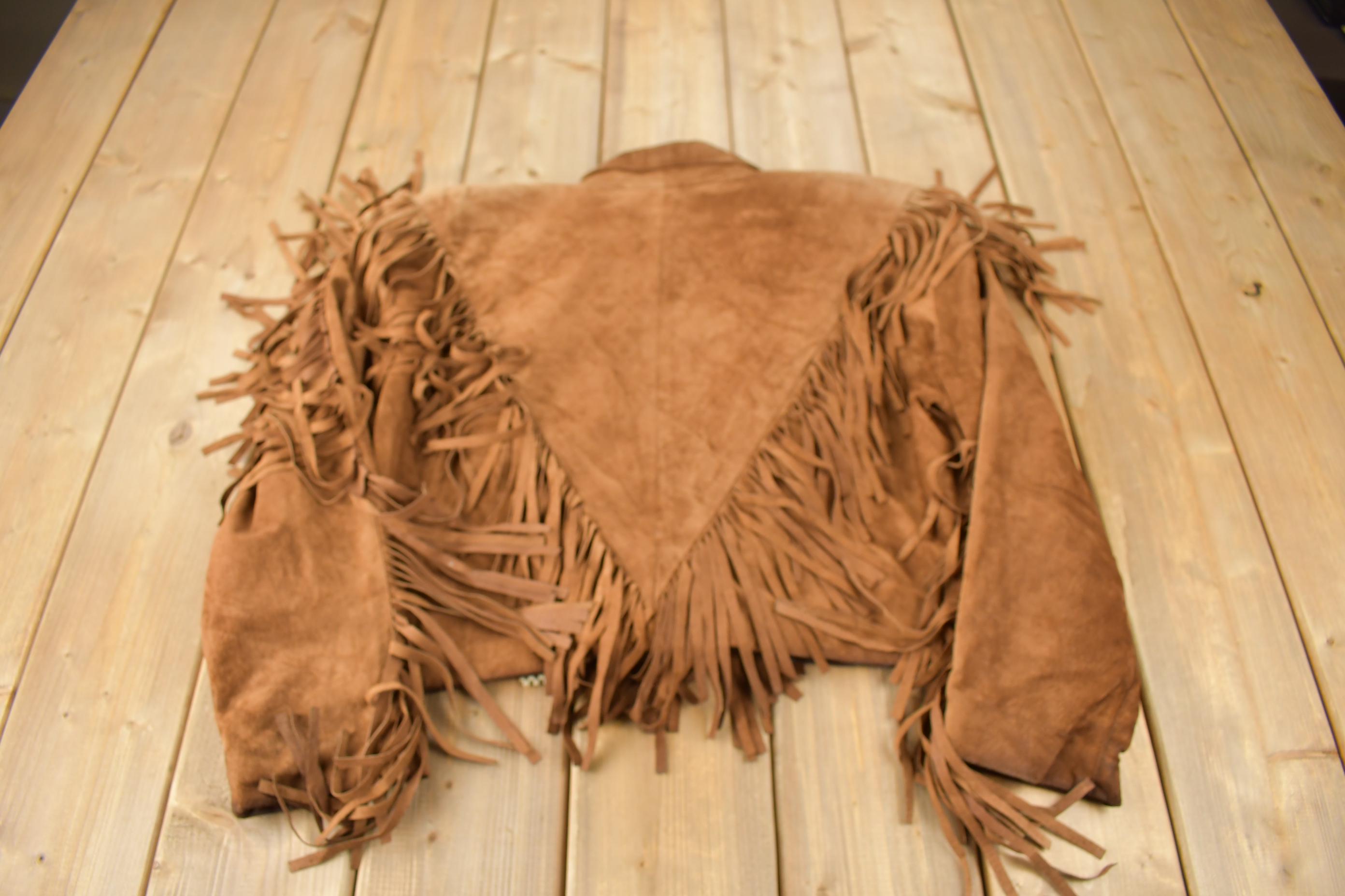Vintage 1970s Brown Suede Fringe Leather Jacket