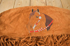 Vintage 1970s Embroidered Horse Fringe Leather Jacket