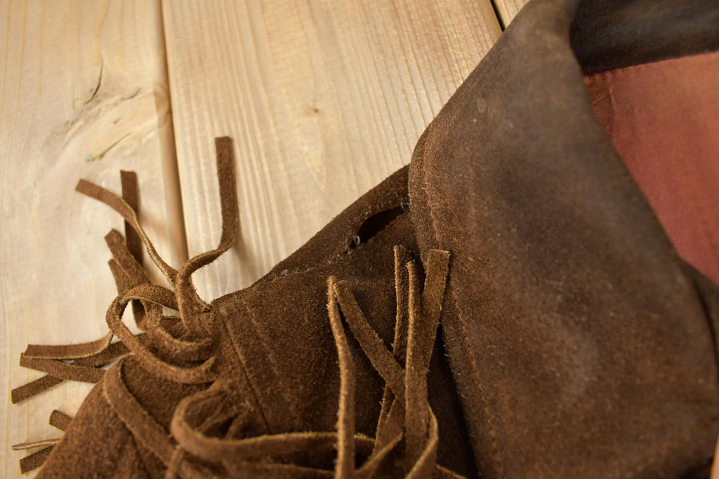 Vintage 1970s Dark Brown Suede Fringe Leather Jacket
