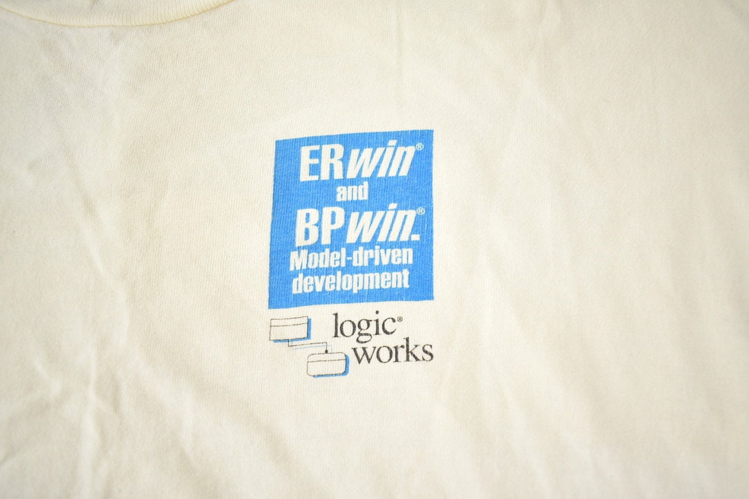 Vintage 1990s Erwin Logic Works Computer Software Single Stitch Graphic T Shirt Made In USA