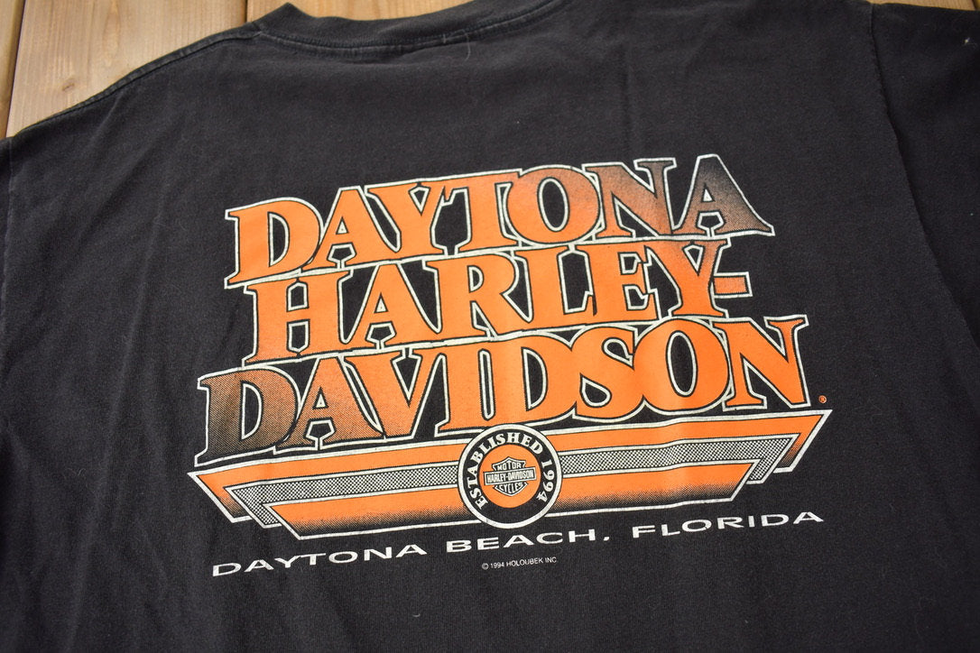 Vintage 1994 Daytona Beach Harley Davidson Motorcycles Single Stitch Graphic T-Shirt Made In USA