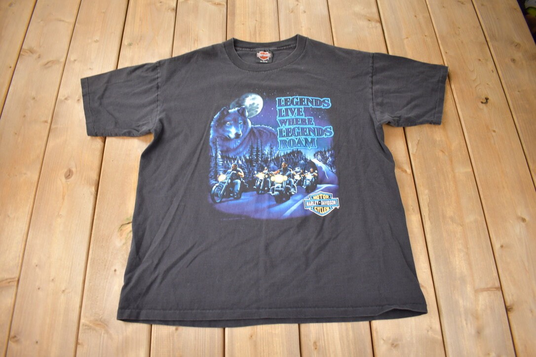 Vintage 1991 Legends Live Where Legends Roam Harley Davidson Motorcycles New Orleans Single Stitch Graphic T-Shirt Made In USA