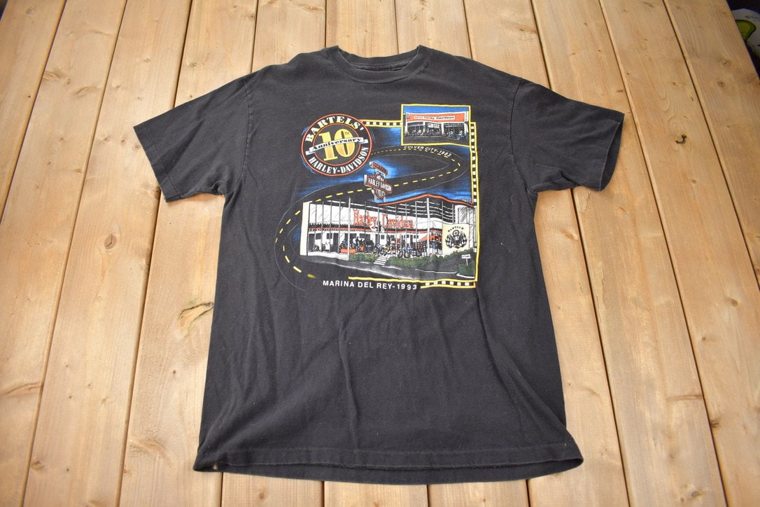 Vintage 1993 Bartels" Harley Davidson West Los Angeles Single Stitch Graphic T-Shirt Made In USA