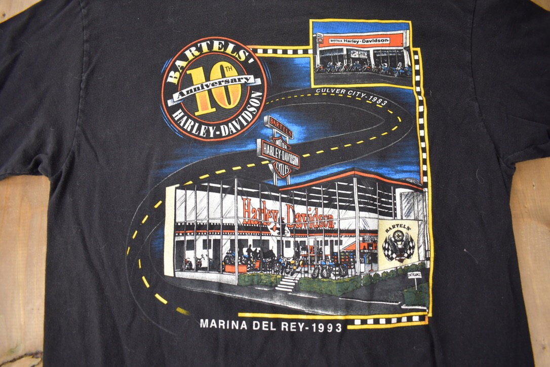 Vintage 1993 Bartels" Harley Davidson West Los Angeles Single Stitch Graphic T-Shirt Made In USA