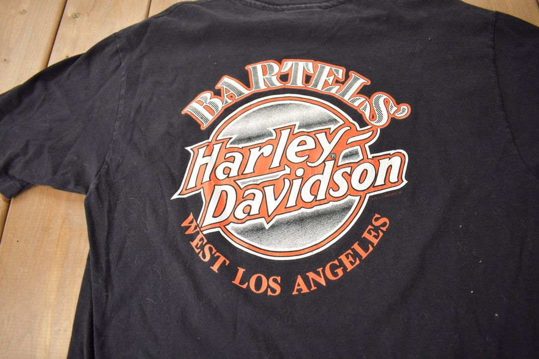 Vintage 1993 Bartels" Harley Davidson West Los Angeles Single Stitch Graphic T-Shirt Made In USA