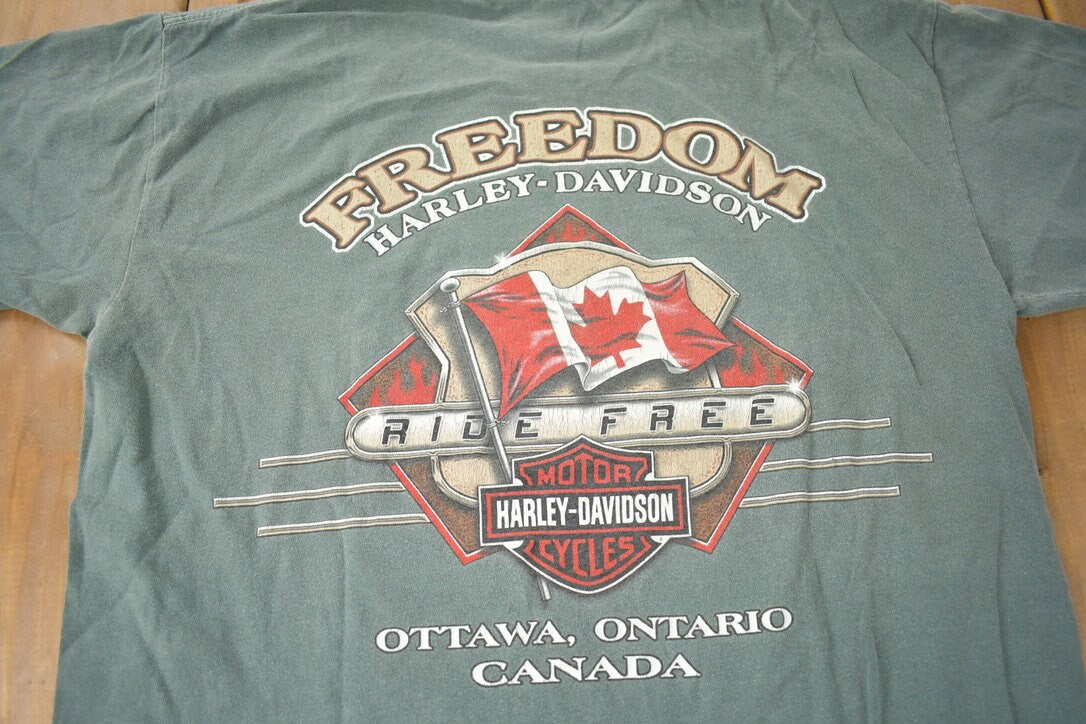 Vintage 2002 Ottawa Ontario Harley Davidson Freedom T-Shirt