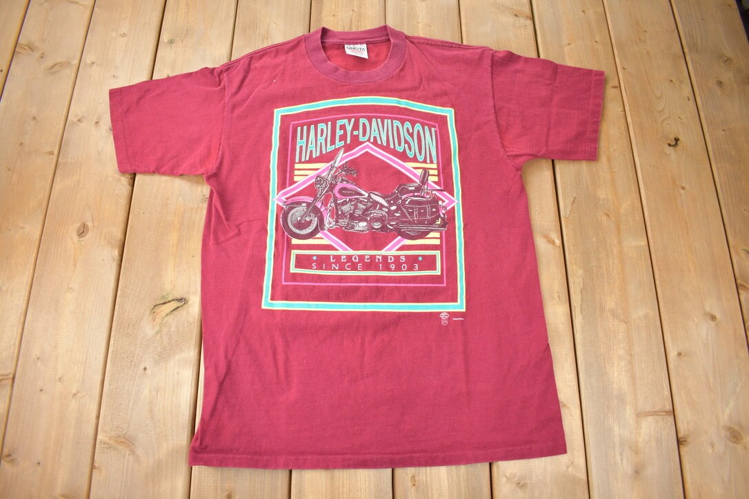 Vintage 1990s Eldridge's Harley Davidson Saint john New Brunswick Single Stitch Graphic T-Shirt Made In USA