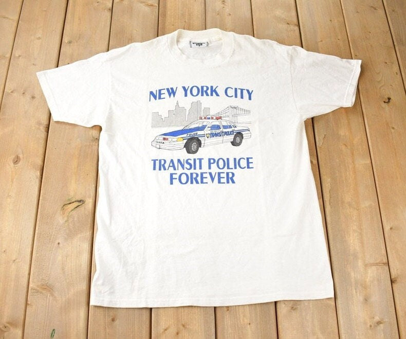 Vintage 1990s New York Transit Police Forever Souvenir T Shirt Made In USA