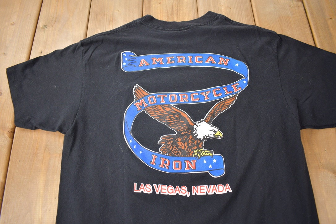 Vintage 1992 American Heritage Harley Davidson Las Vegas Single Stitch 3D Emblem T-Shirt Made In USA