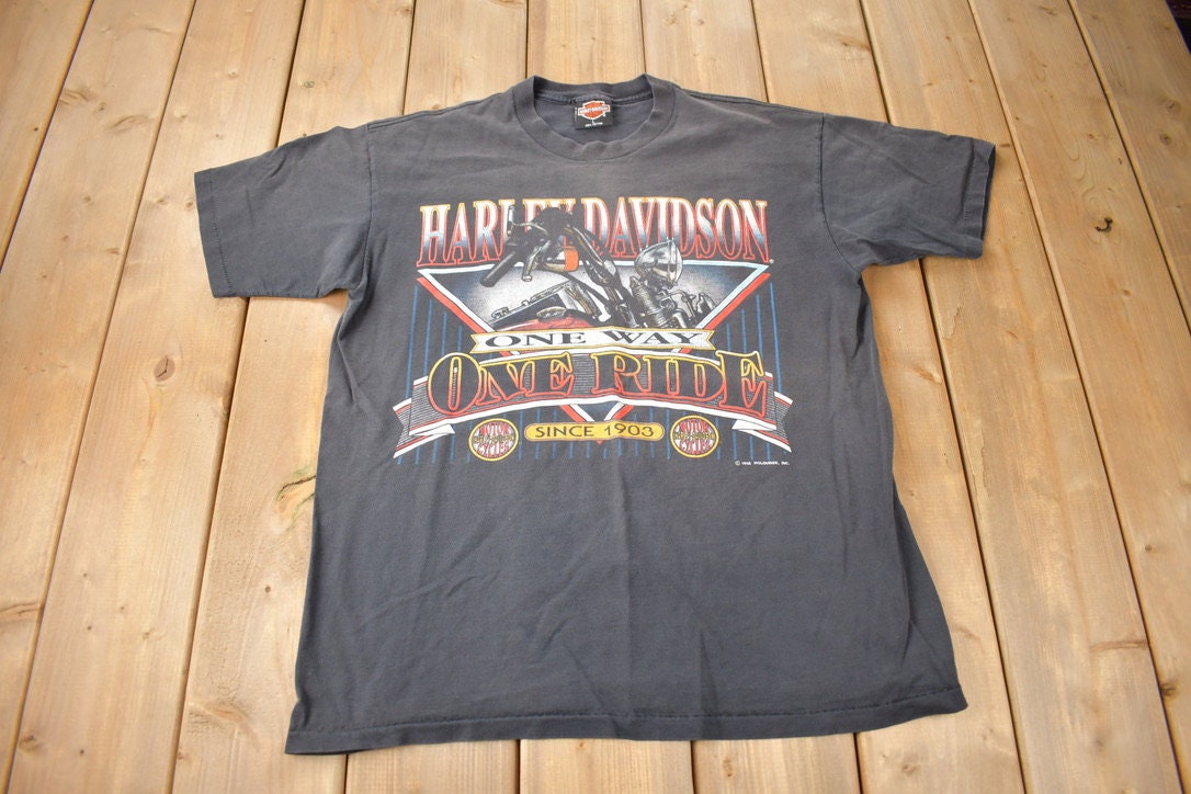 Vintage 1992 Harley Davidson Motorcycles Ventura California Single Stitch Graphic T-Shirt Made In USA