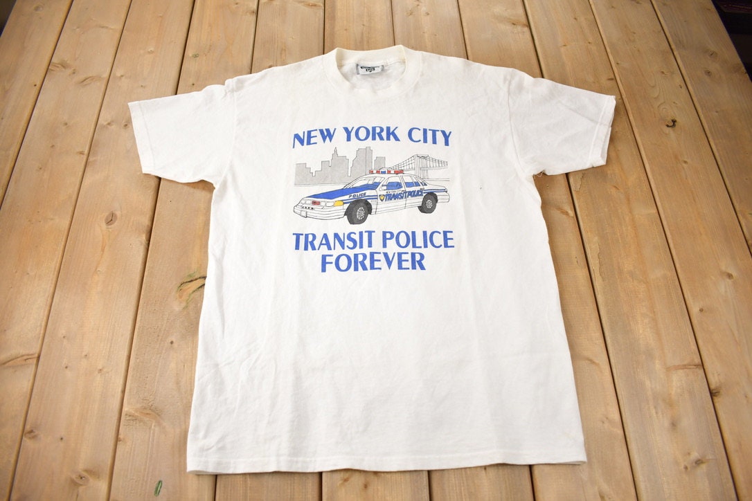 Vintage 1990s New York City Transit police Forever Graphic T Shirt Made In USA