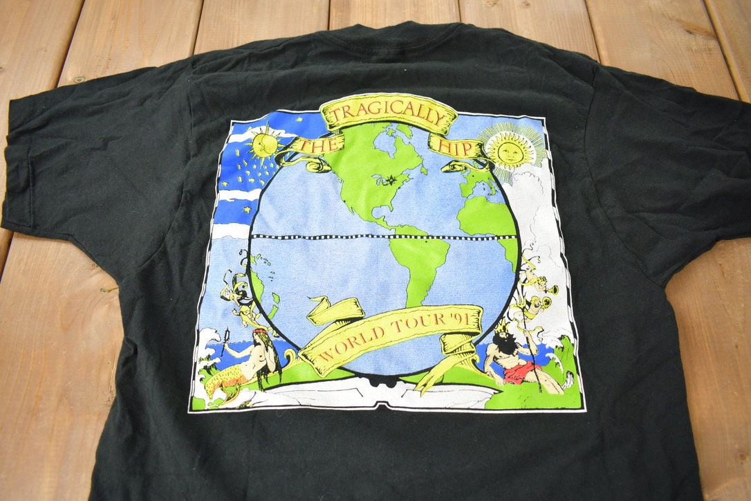 Vintage 1991 Deadstock The Tragically Hip World Tour Single Stitch Band Tee Made In Canada