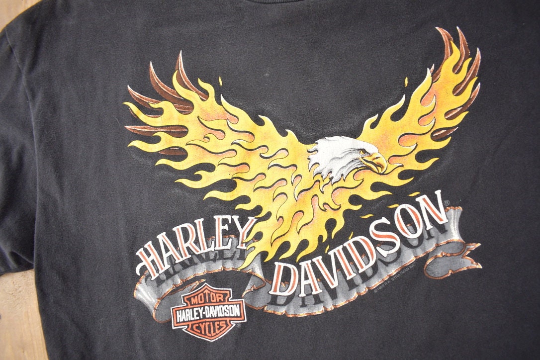 Vintage 1992 Smitty's Harley Davidson Moundsville WI Single Stitch Graphic T-Shirt Made In USA