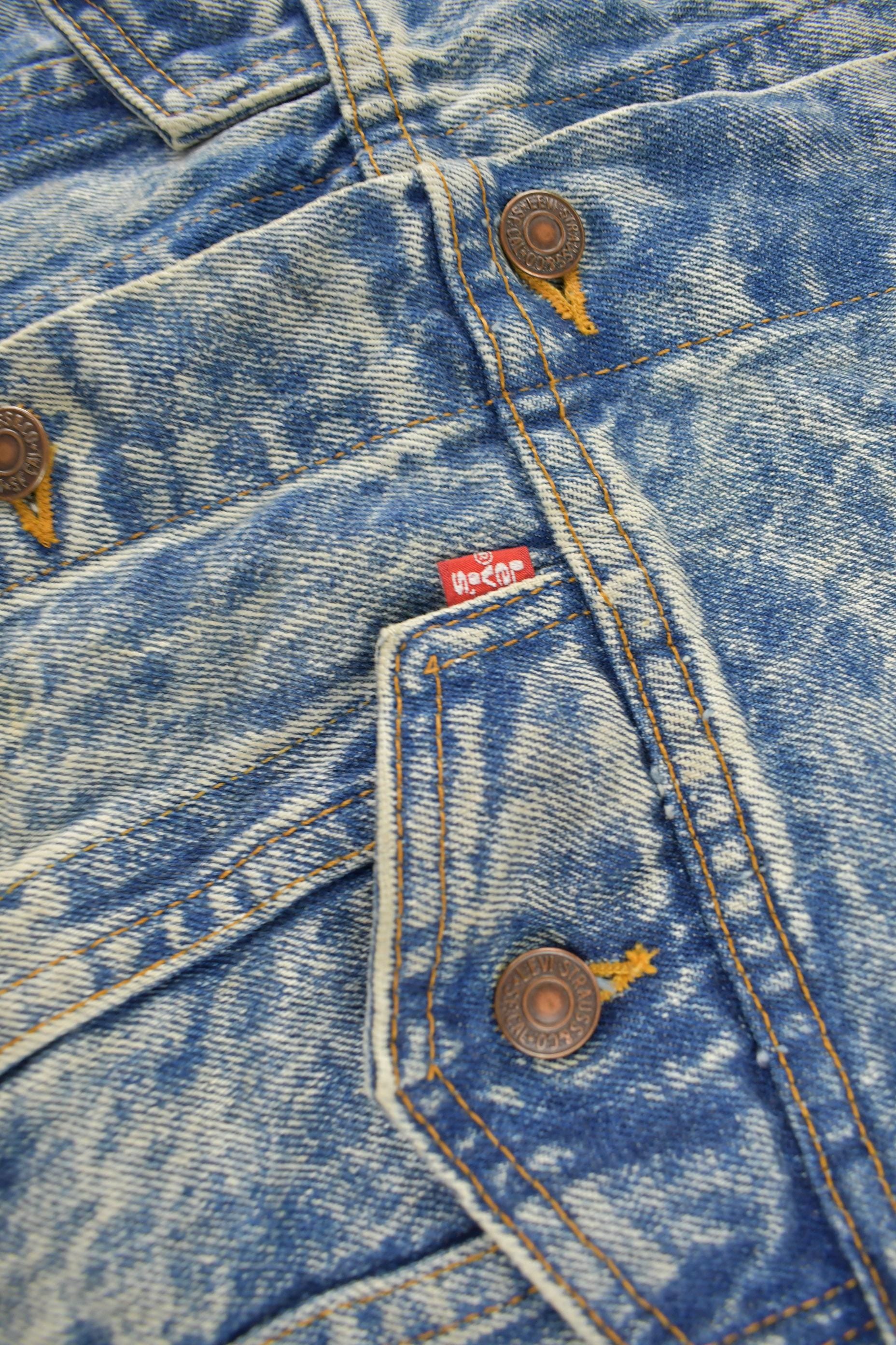 Vintage 1970s Levi's Acid Wash Type 3 Jean Jacket Made In USA Size XL