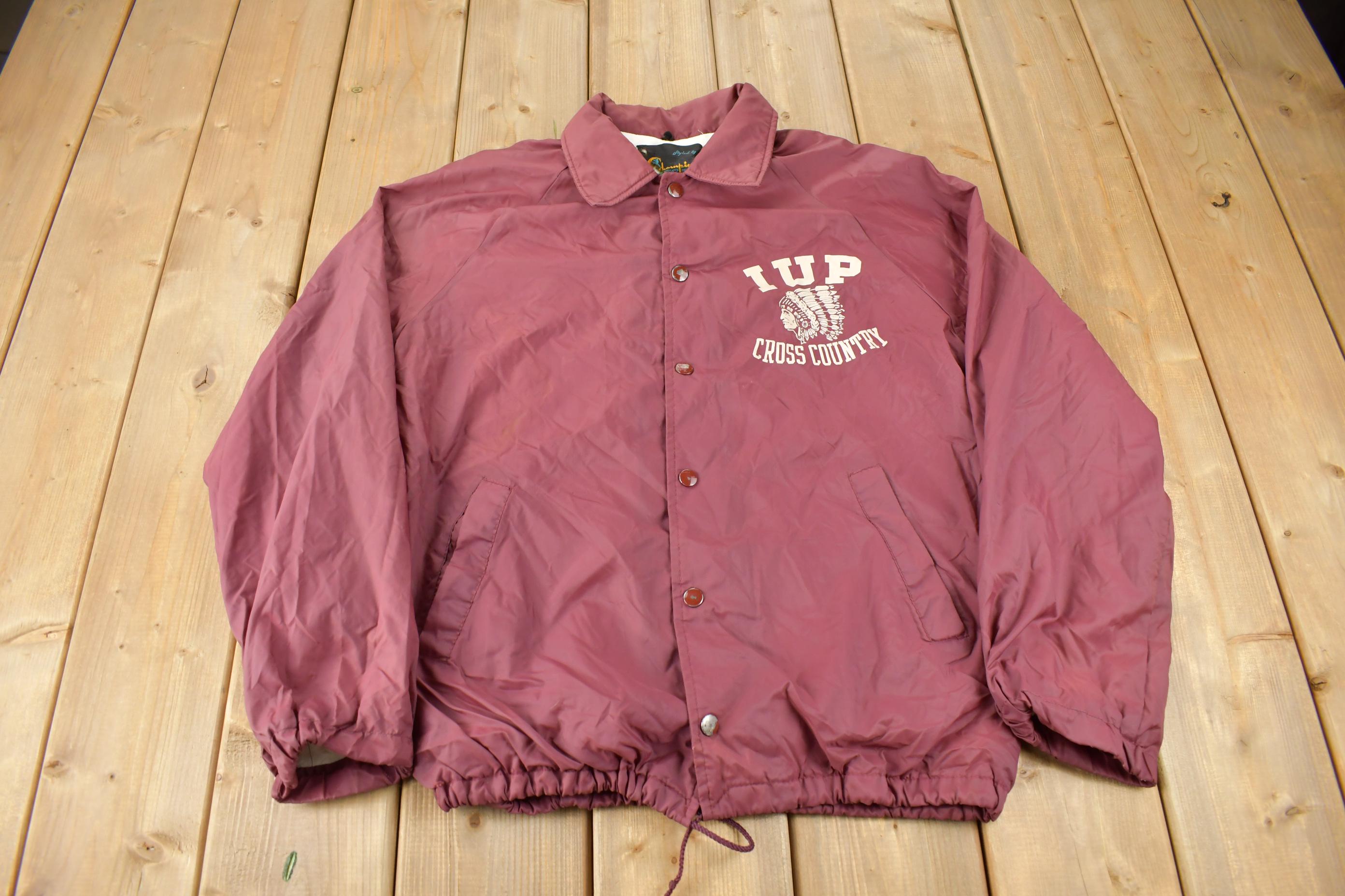 Vintage 1960s IUP Cross Country Champion Snap Button Jacket Size M Made In USA