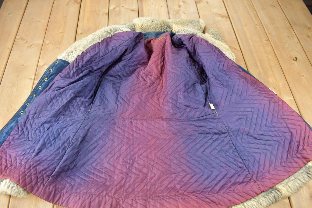 Vintage 1970s Fur Collar Suede Snap Button Women's Jacket