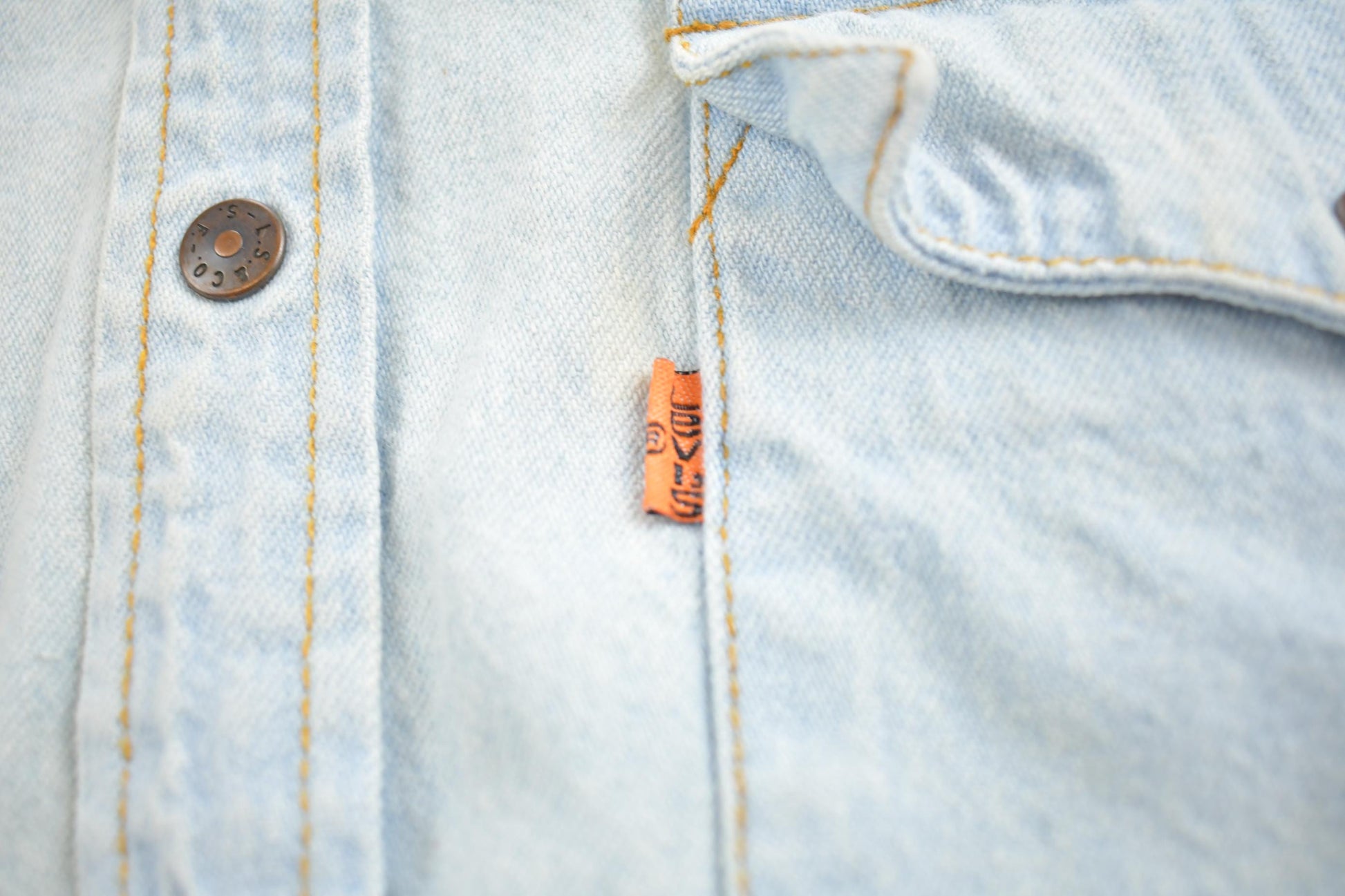 Vintage 1990s Levis Denim Orange Tab Blank Button Up Shirt Made In USA