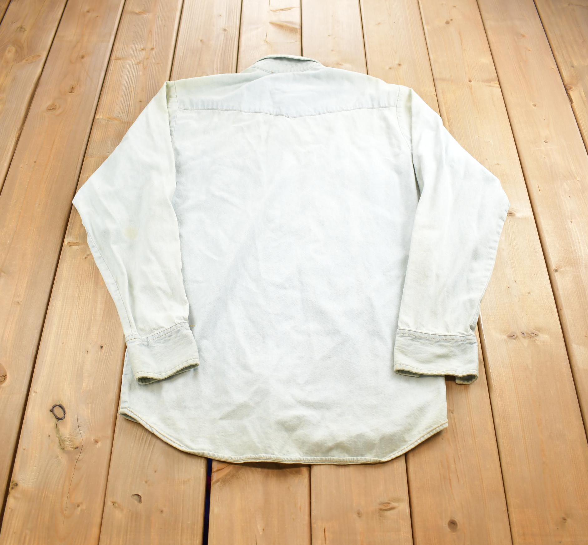 Vintage 1990s Levis Denim Orange Tab Blank Button Up Shirt Made In USA