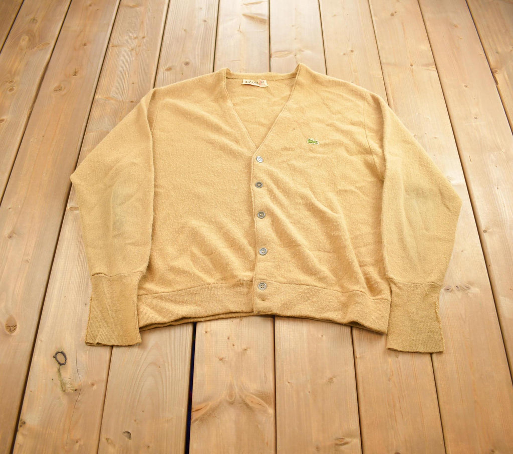 Vintage 1970s IZod Knit Embroidered Cardigan Sweater Made In USA