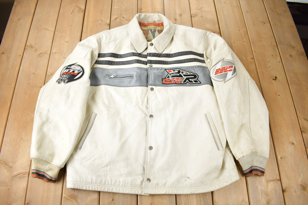 Vintage 1990s Avirex Racing Leather Varsity Jacket