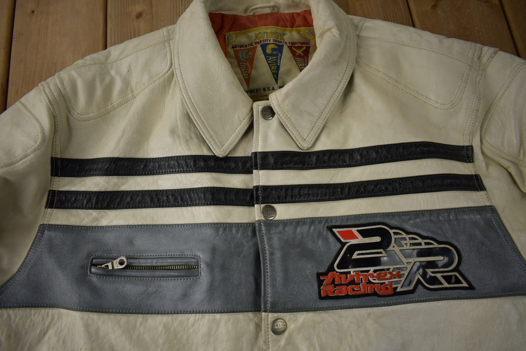 Vintage 1990s Avirex Racing Leather Varsity Jacket