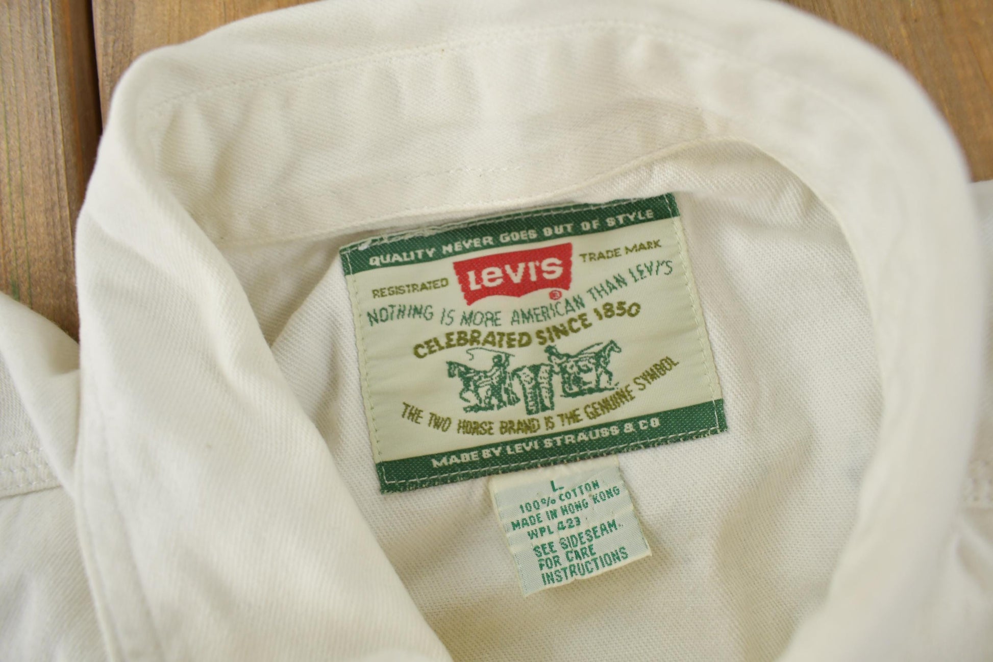 Vintage 1990s Levi's Red Tab White Button Up Flannel Shirt Size L