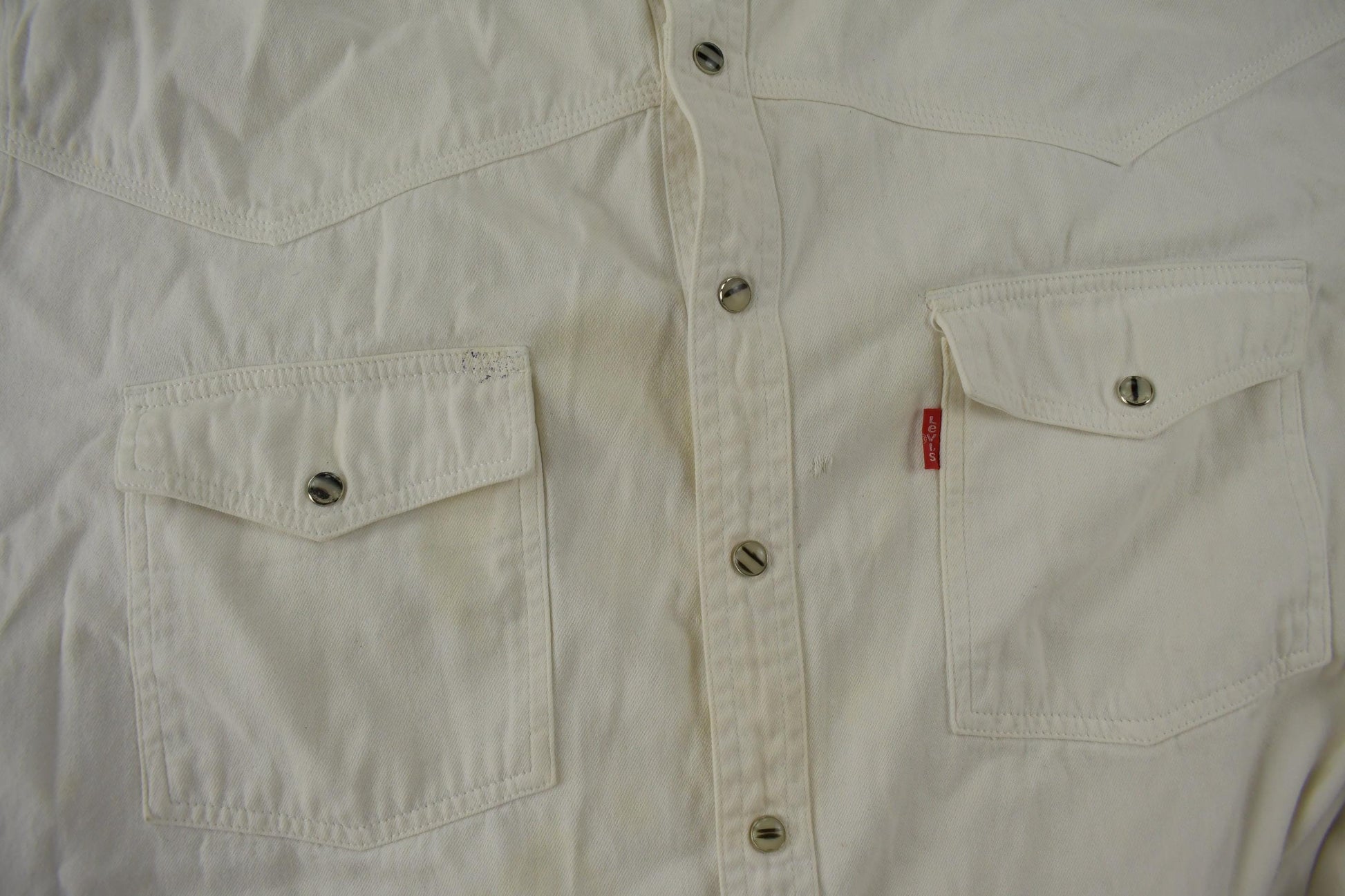 Vintage 1990s Levi's Red Tab White Button Up Flannel Shirt Size L