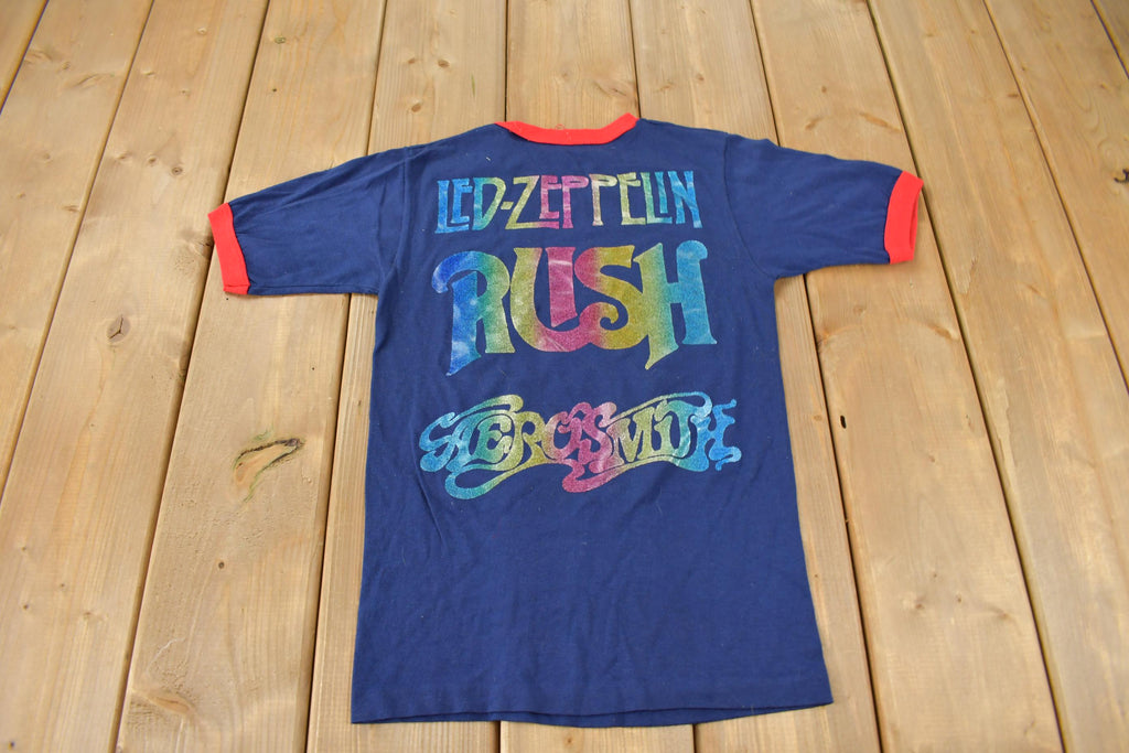 Vintage 1970s Genesis Super Tramp Led-Zeppelin rush Aerosmith Graphic Ringer Band Tee Made in USA
