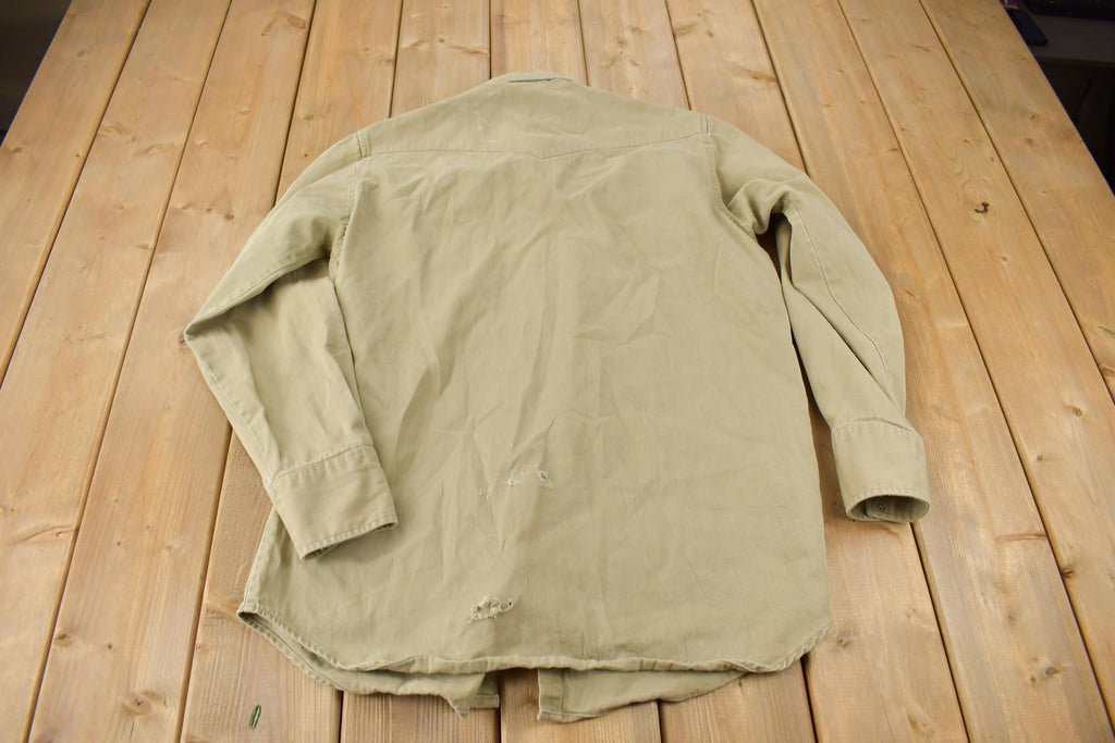 Vintage 1980s Carhartt Beige Snap Button Up Shirt