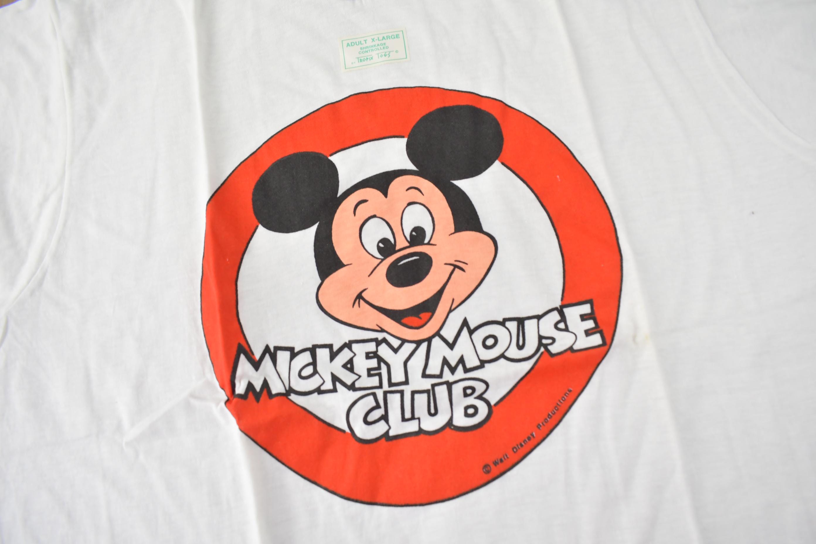 Vintage 1970s Deadstock Walt Disney Mickey Mouse Graphic Ringer T-Shirt