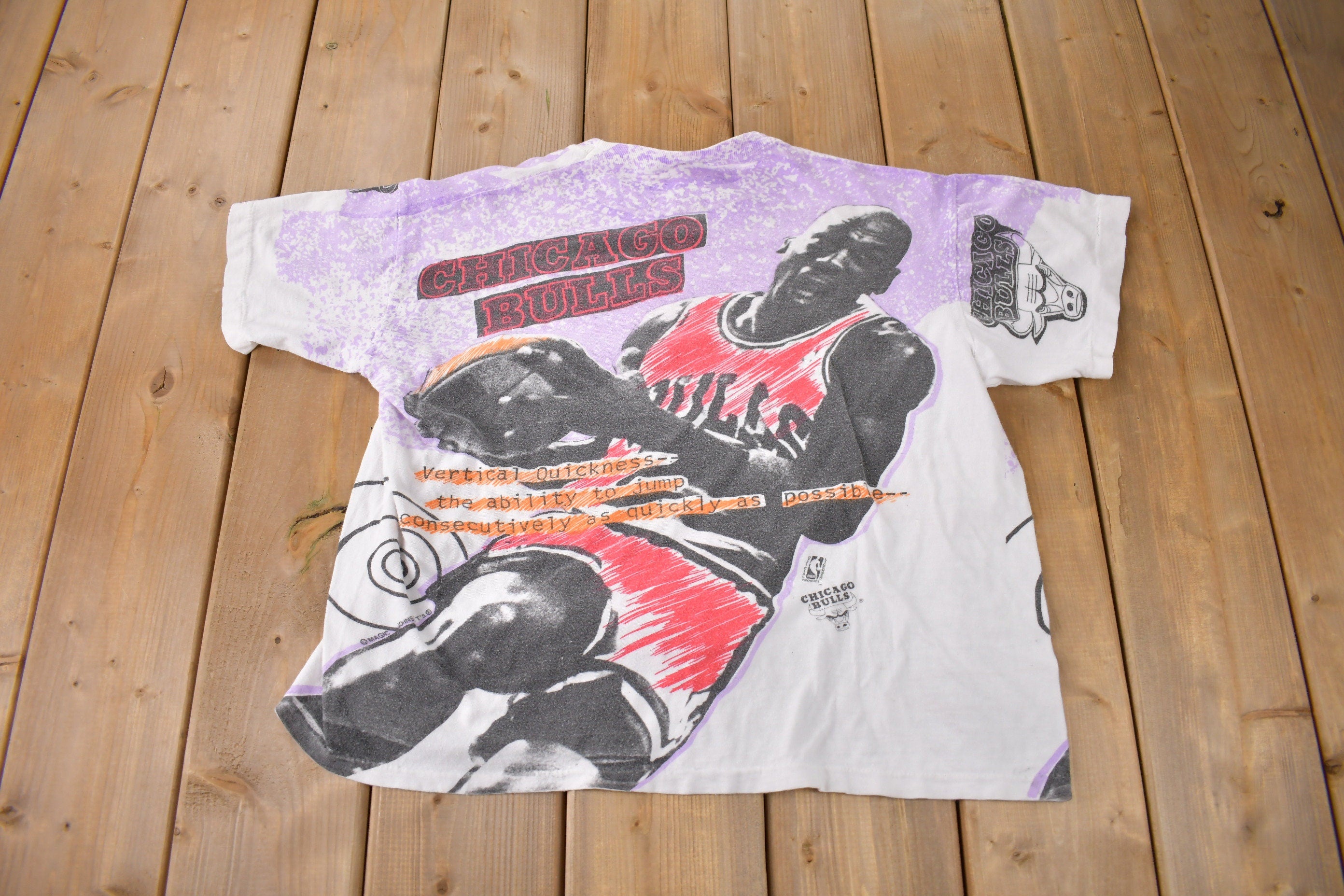 Vintage 1990s Chicago Bulls NBA Michael Jordan All Over Print T-Shirt