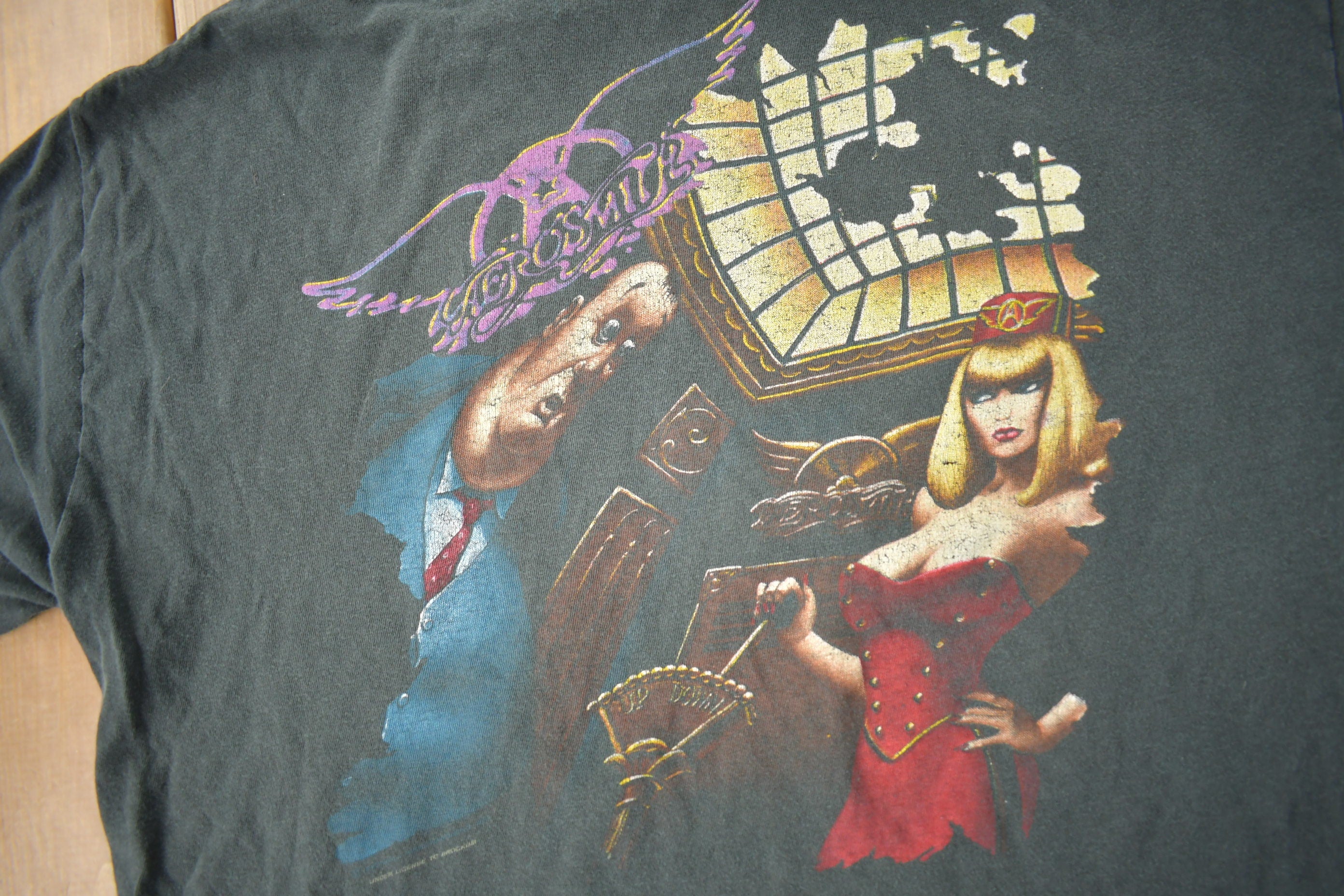 Vintage 1989 Aerosmith Aero Force One Distressed Band T-Shirt