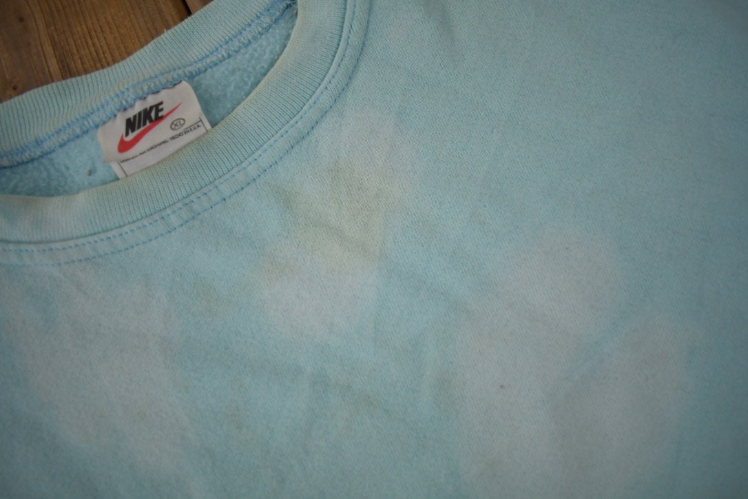 Vintage 1990s Nike Embroidered Mini Swoosh Tie Dye Crewneck Sweatshirt Made in USA