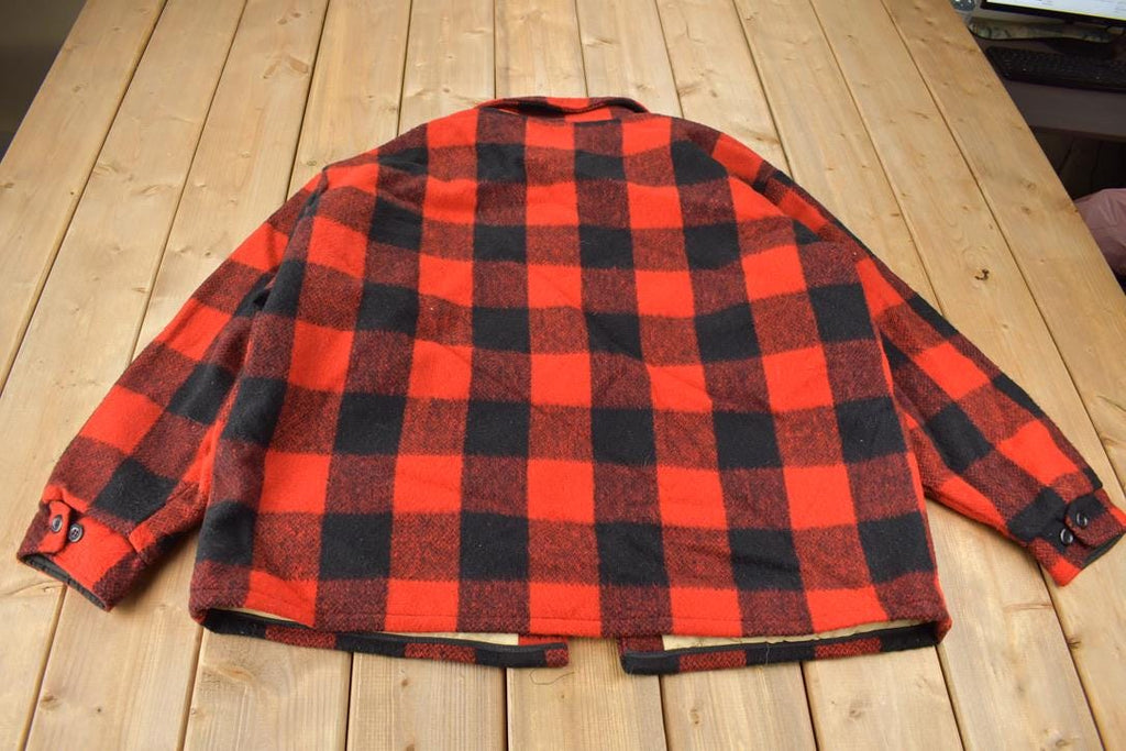 Vintage 1950s Melton Outer-Wear Buffalo Plaid Wool Hunting Jacket