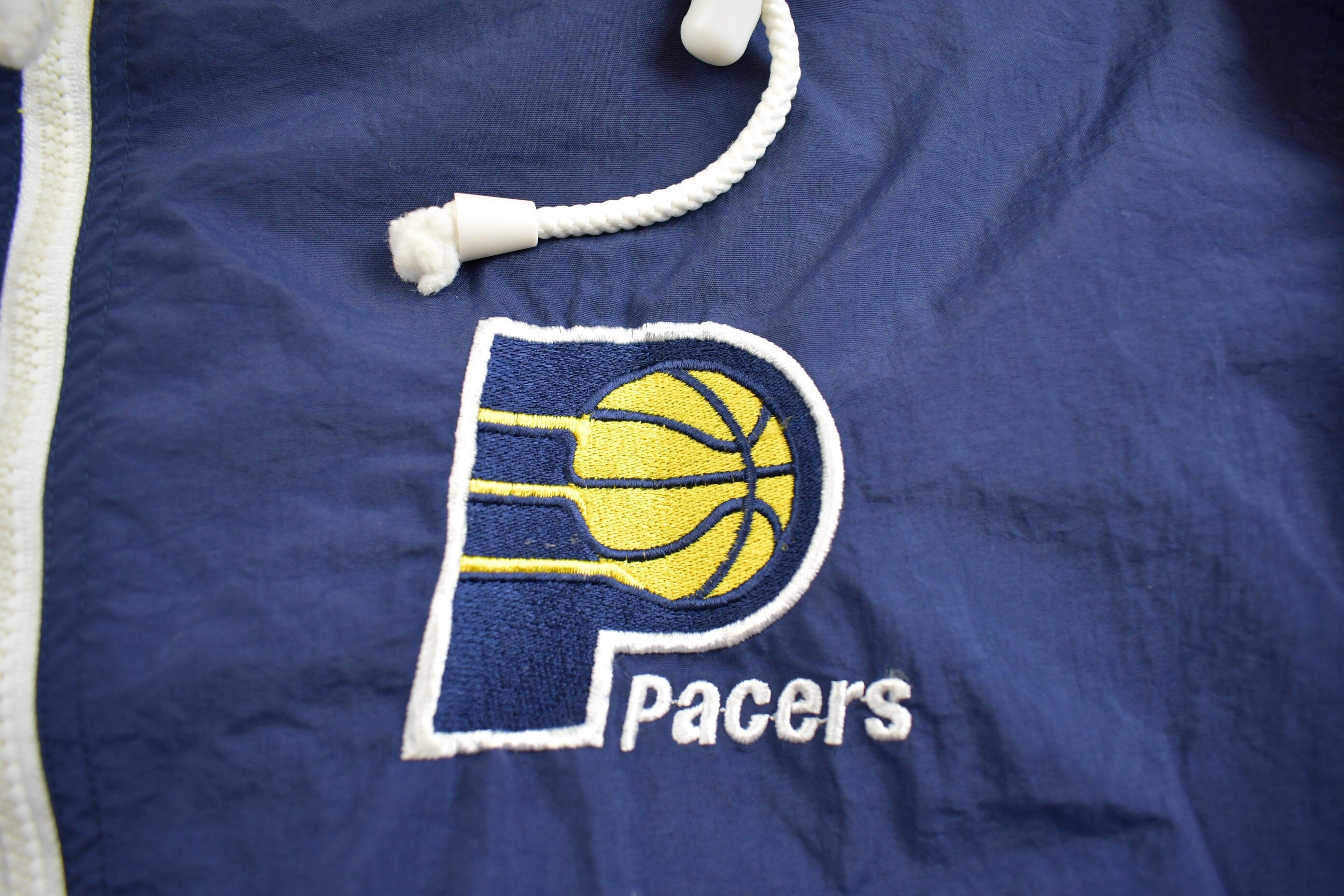 Vintage 1990s Indiana Pacers NBA Basketball Embroidered Windbreaker Made In USA