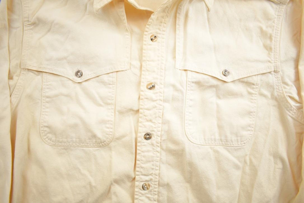 Vintage 1980s Carhartt Rugged Outdoor Wear White Blank Button Up Shirt Made In USA