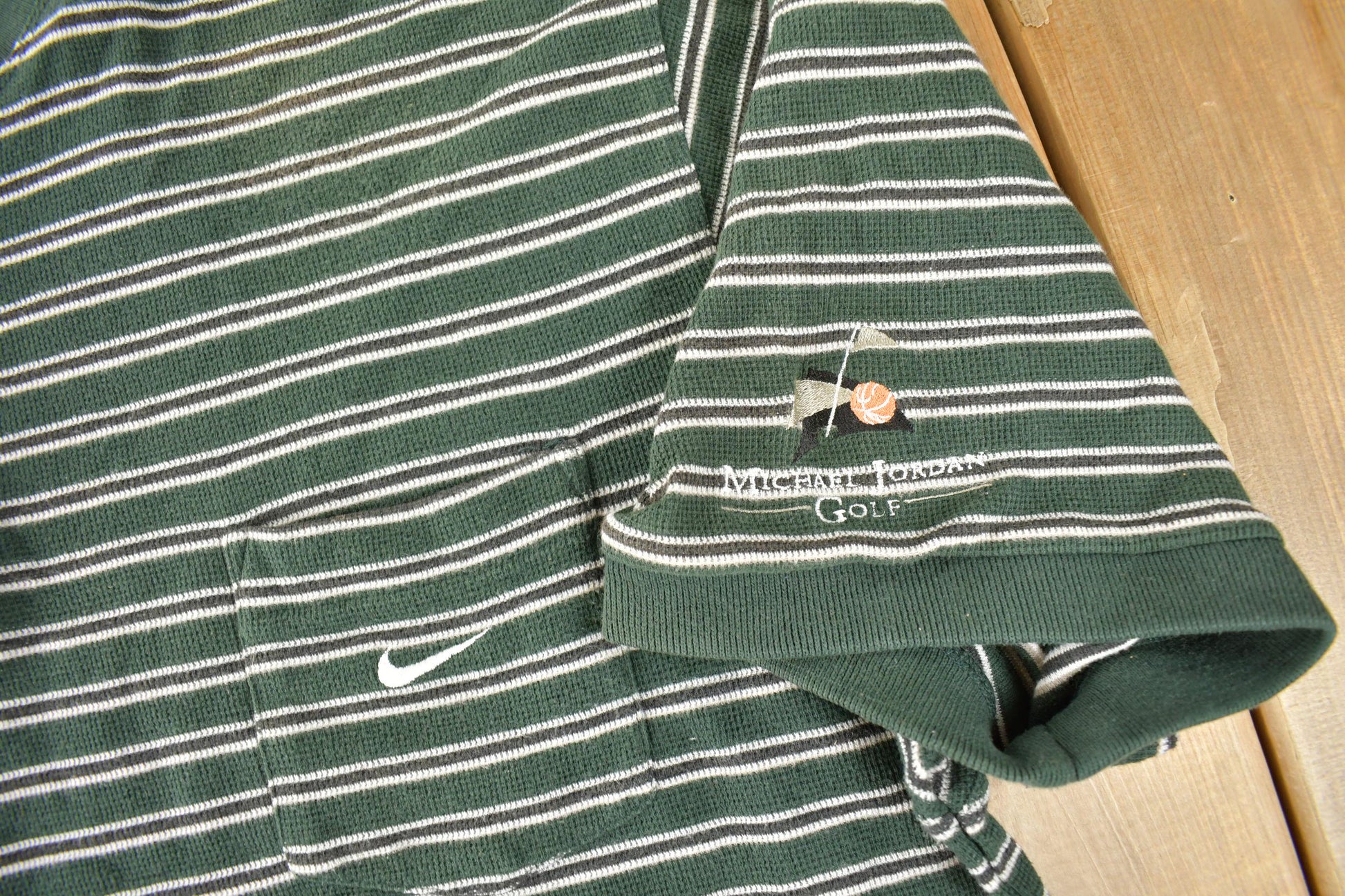 Vintage Y2K Nike Michael Jordan Golf Striped Henley T-Shirt Size XL
